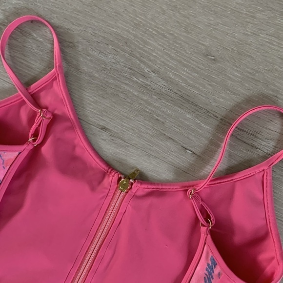 LOVESHACKFANCY X Beach Riot One Piece Cheryl Swimsuit Hint of Hibiscus L - Picture 12 of 12